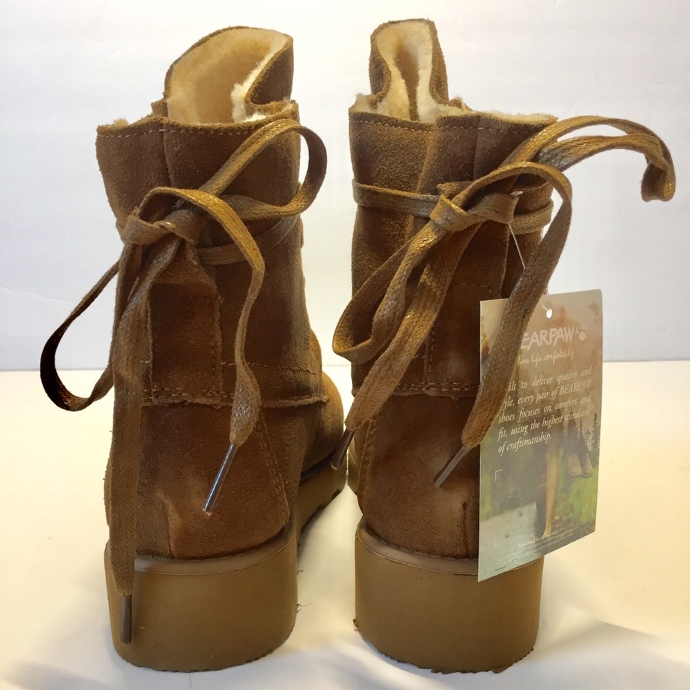 BEARPAW Suede Lace-up Wool Blend Snow wedged boots - Picture 4 of 16